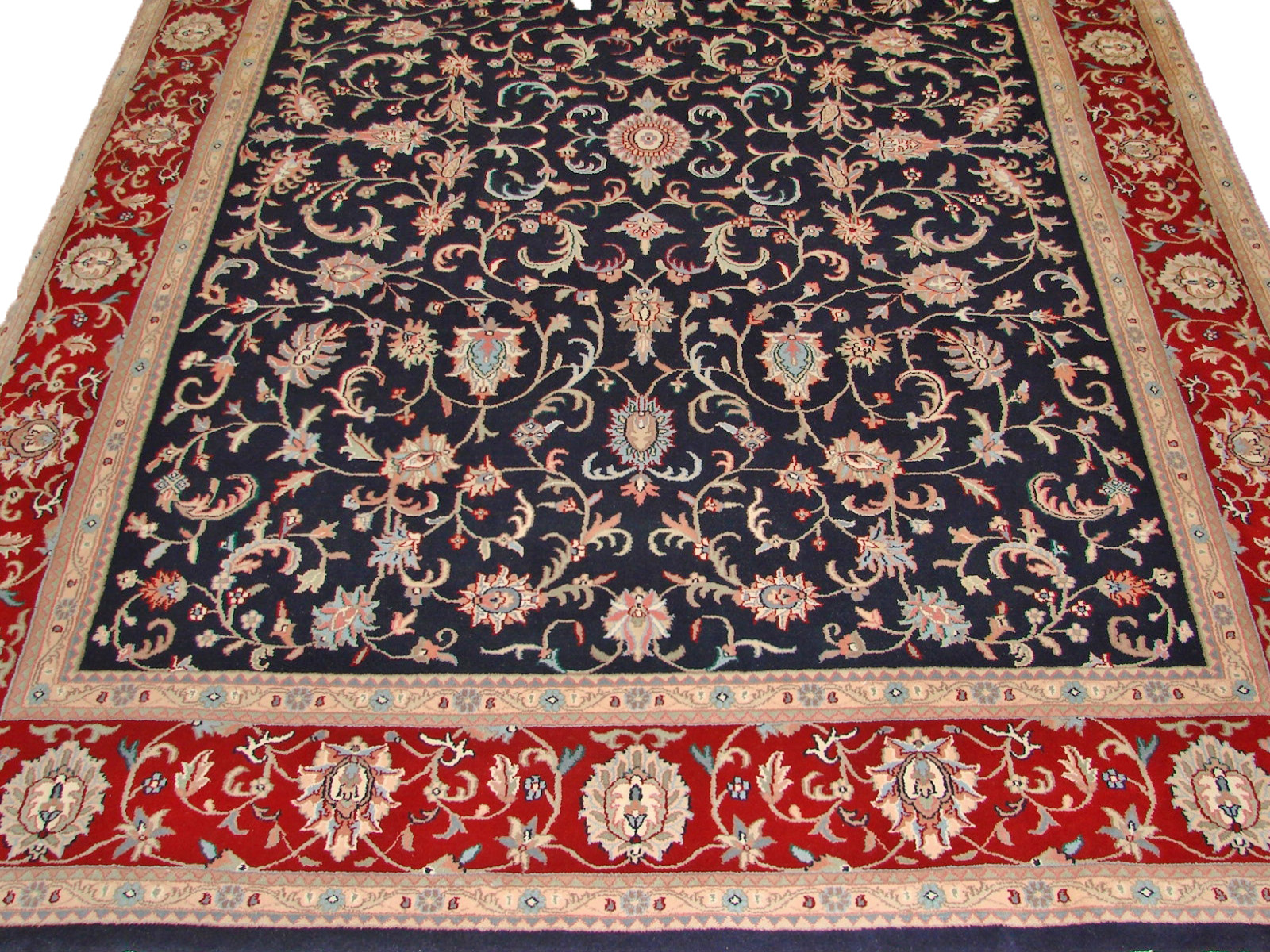 Clearance & Discount Rugs AO KASHAN 0238 Medium Blue - Navy & Red - Burgundy Hand Knotted Rug