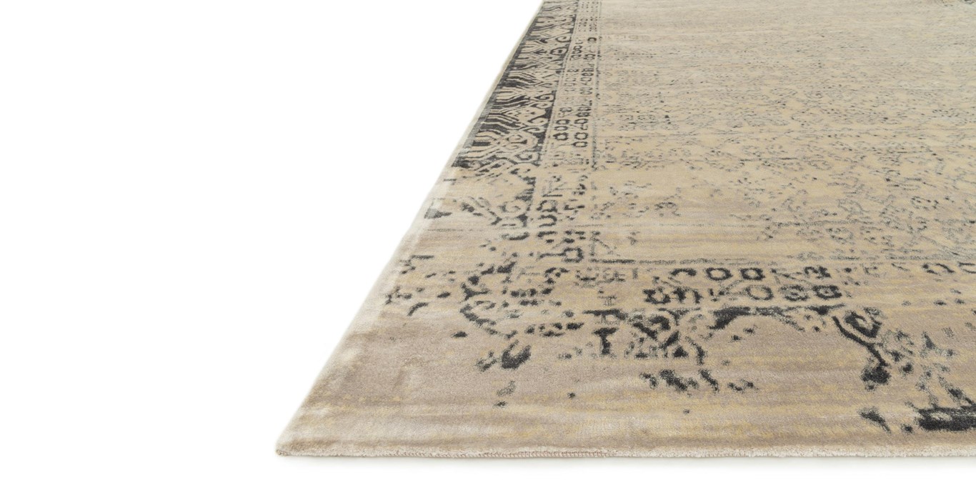 Transitional & Casual Rugs NYLA NY-18 Ivory - Beige & Black - Charcoal Machine Made Rug