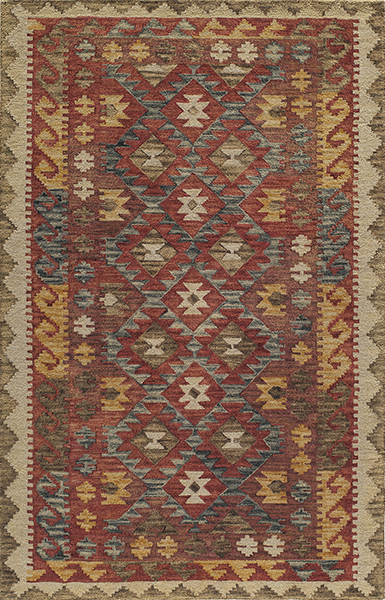 Antique Style Rugs TANGIER TAN-07 Red - Burgundy & Ivory - Beige Hand Hooked Rug