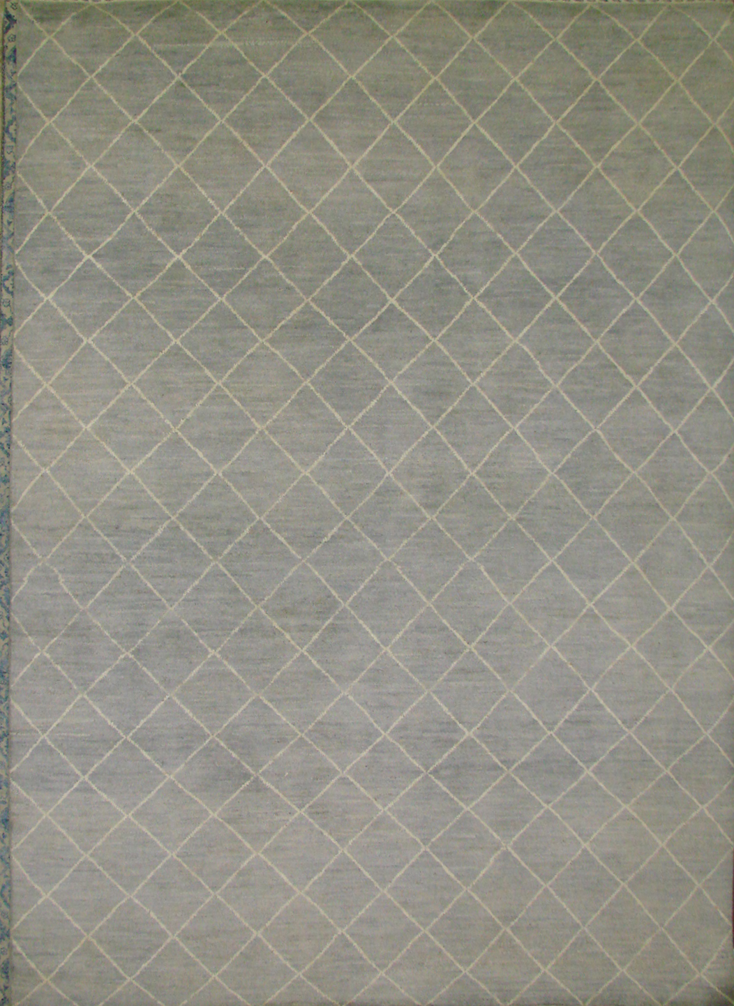 Contemporary & Transitional Rugs Moroccan 021497 Lt. Grey - Grey & Lt. Blue - Blue Hand Knotted Rug