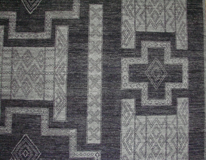 Antique Style Rugs TUARGE 2 021694 Black - Charcoal & Lt. Grey - Grey Hand Knotted Rug