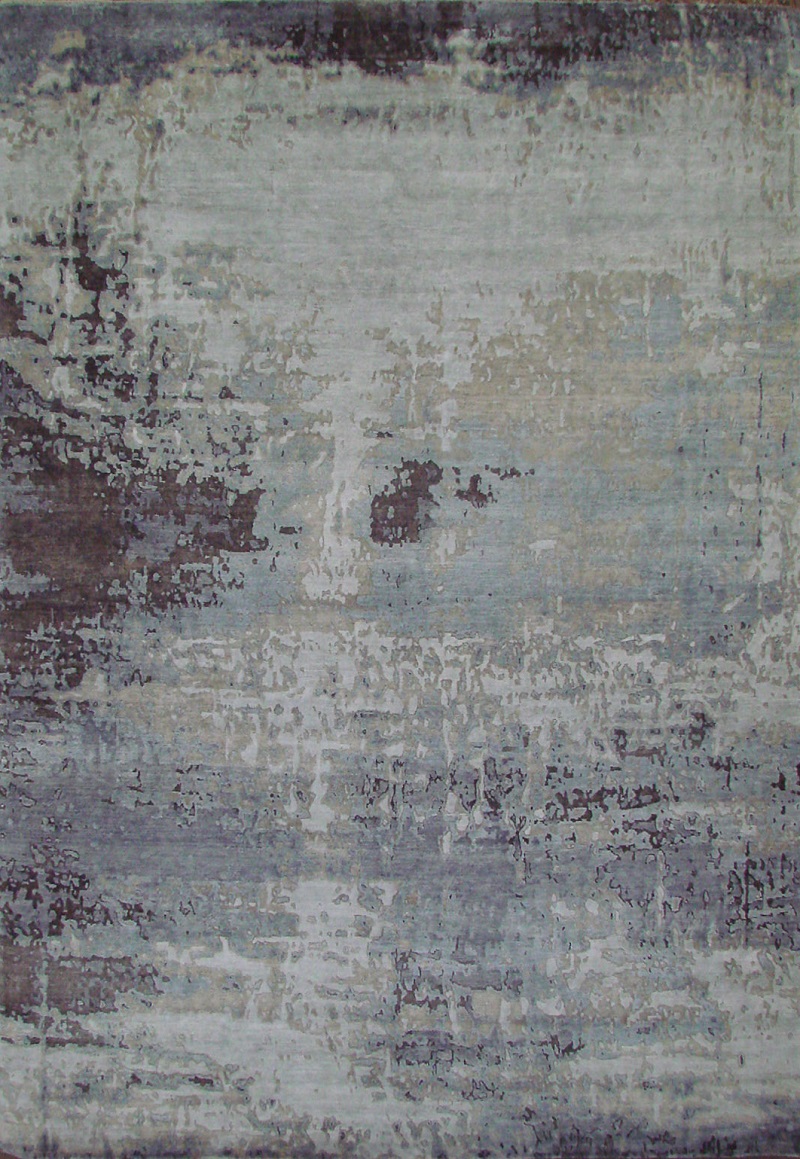 Contemporary & Transitional Rugs Splash 21947 Lt. Grey - Grey & Lt. Blue - Blue Hand Knotted Rug