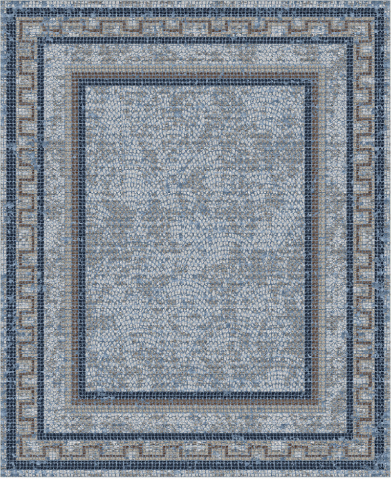 Contemporary & Transitional Rugs Mosaic Mosaic Lt. Grey - Grey & Lt. Blue - Blue Hand Knotted Rug