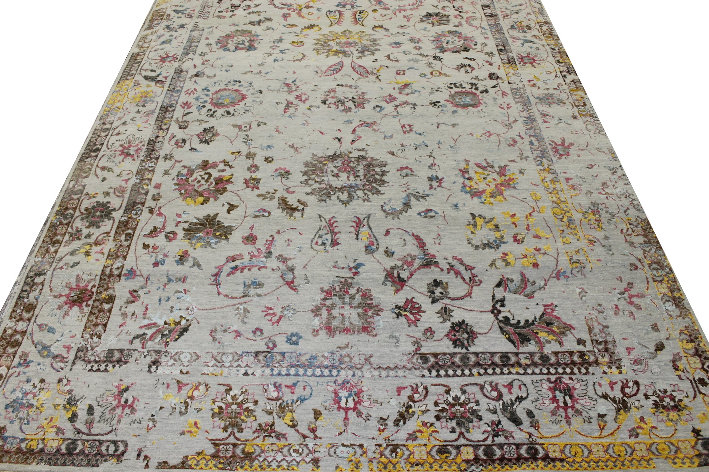 Contemporary & Transitional Rugs Sapphire 022731 Ivory - Beige & Lt. Grey - Grey Hand Knotted Rug