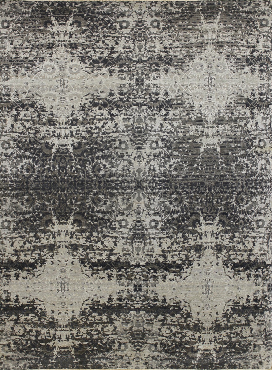 Contemporary & Transitional Rugs Splash 022694 Black - Charcoal & Lt. Grey - Grey Hand Knotted Rug
