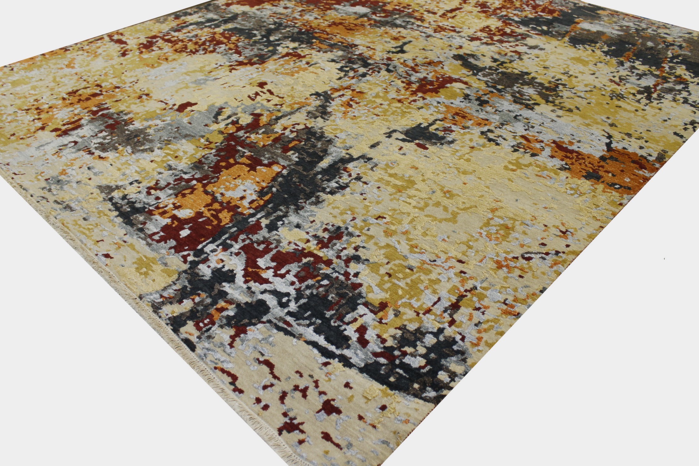 Contemporary & Transitional Rugs Spalsh 022696 Lt. Gold - Gold & Multi Hand Knotted Rug