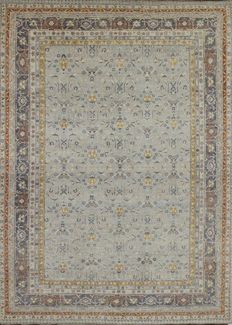 Contemporary & Transitional Rugs Nizam 022565 Lt. Blue - Blue Hand Knotted Rug