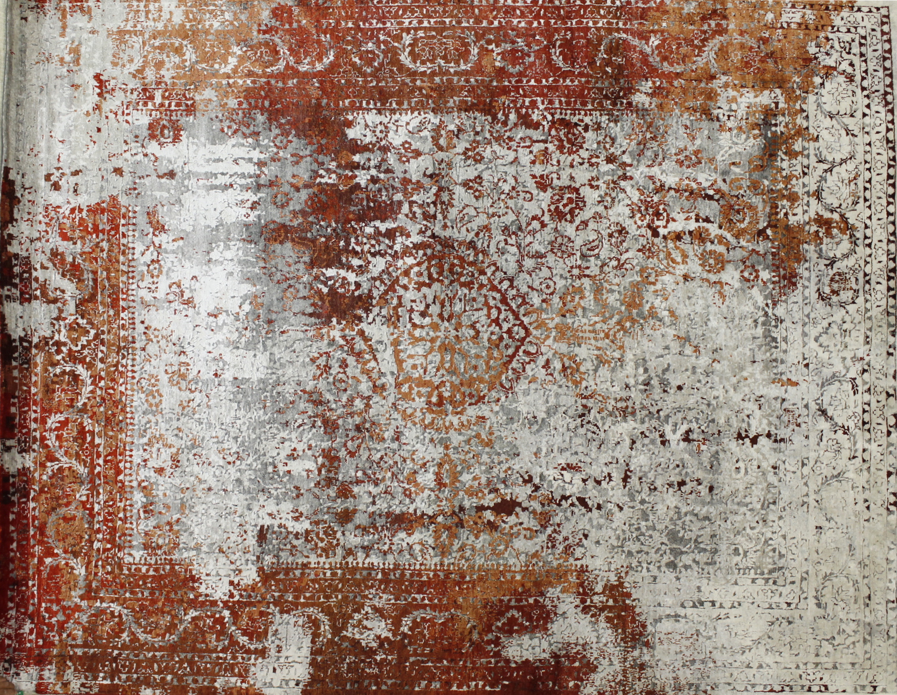 Contemporary & Transitional Rugs Fine Splash 022459 Ivory - Beige & Red - Burgundy Hand Knotted Rug