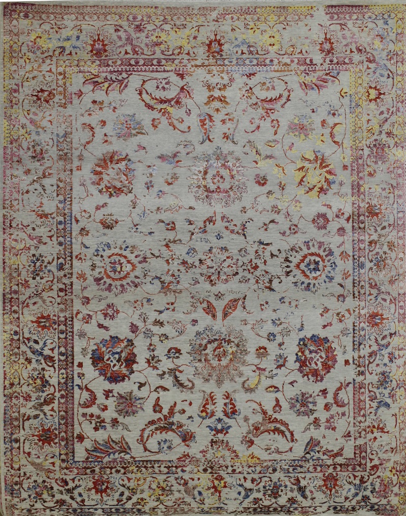 Contemporary & Transitional Rugs Sapphire 022391 Lt. Grey - Grey & Multi Hand Knotted Rug