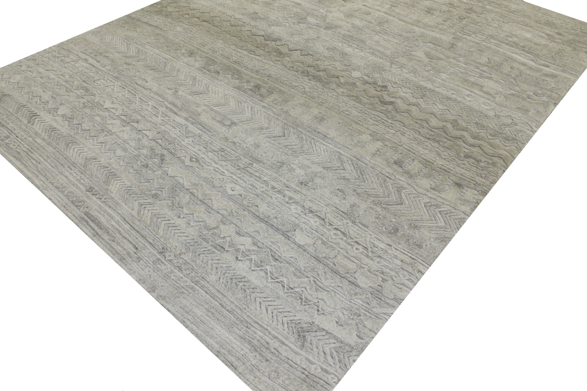 Contemporary & Transitional Rugs Fine Loom 022289 Lt. Grey - Grey Hand Knotted Rug