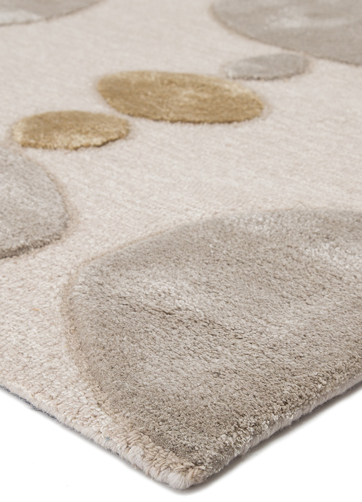 Contemporary & Transitional Rugs Blue BL102-Creekstone (S) Ivory - Beige & Lt. Grey - Grey Hand Tufted Rug
