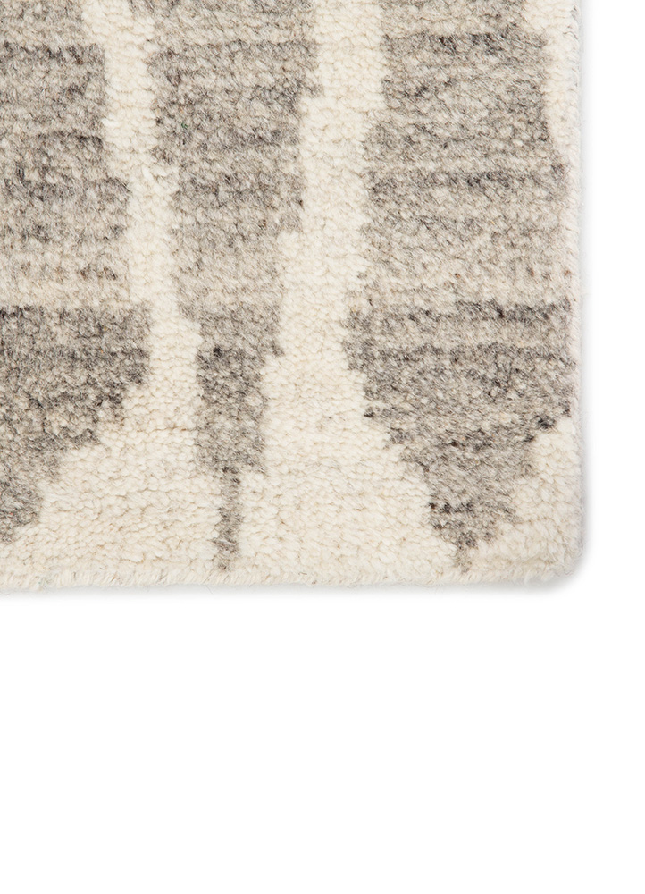 Contemporary & Transitional Rugs Azland AZL04-Sabot (S) Ivory - Beige & Lt. Grey - Grey Hand Knotted Rug