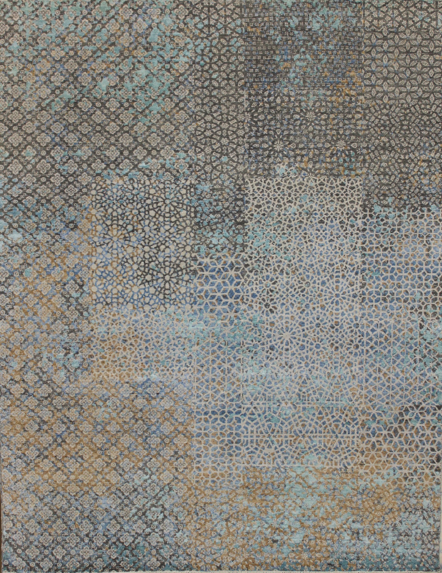 Contemporary & Transitional Rugs Jankat 022842 Lt. Grey - Grey & Multi Hand Knotted Rug