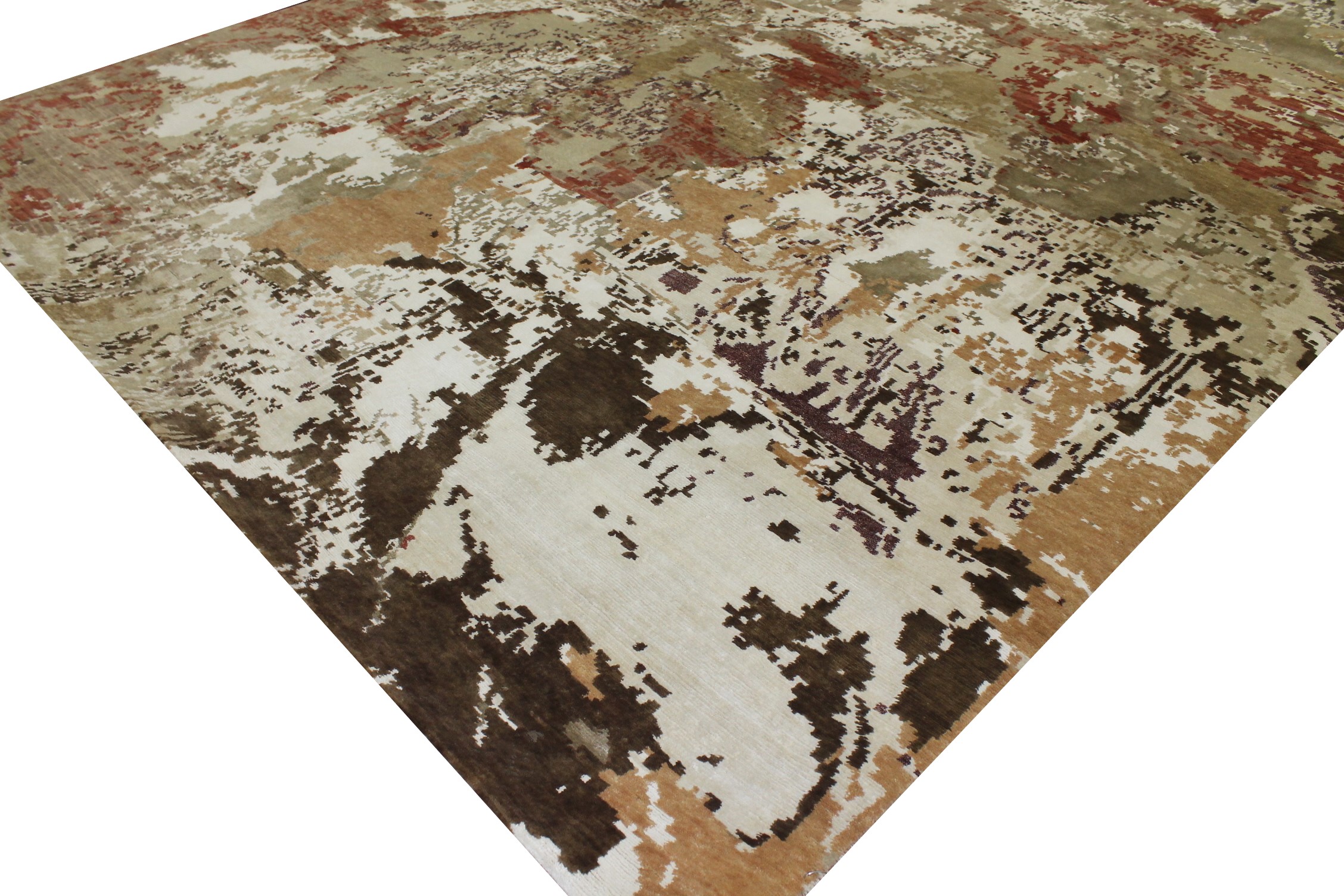 Contemporary & Transitional Rugs Splash 022824 Ivory - Beige & Camel - Taupe Hand Knotted Rug