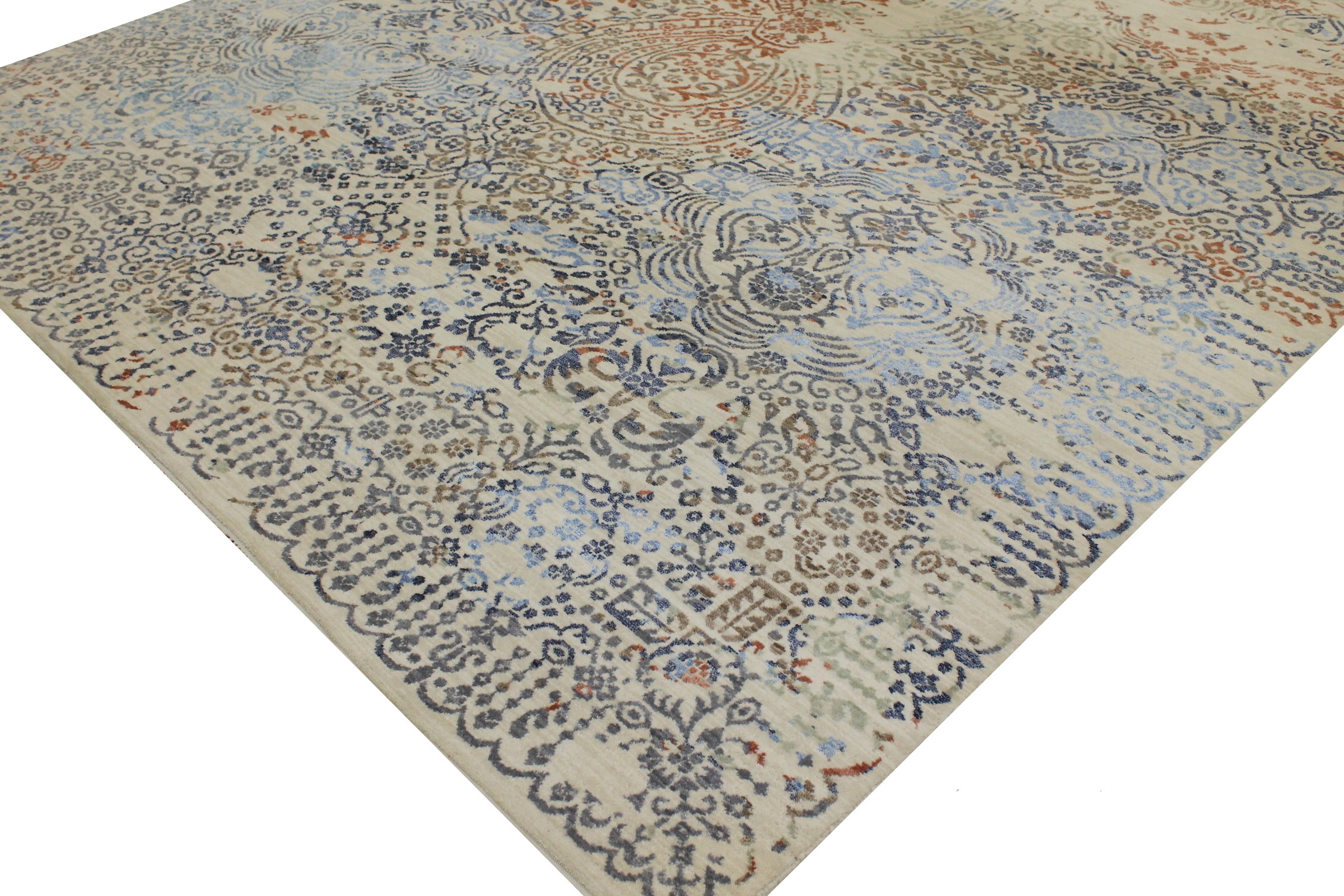 Contemporary & Transitional Rugs Jankat 022848 Ivory - Beige & Multi Hand Knotted Rug