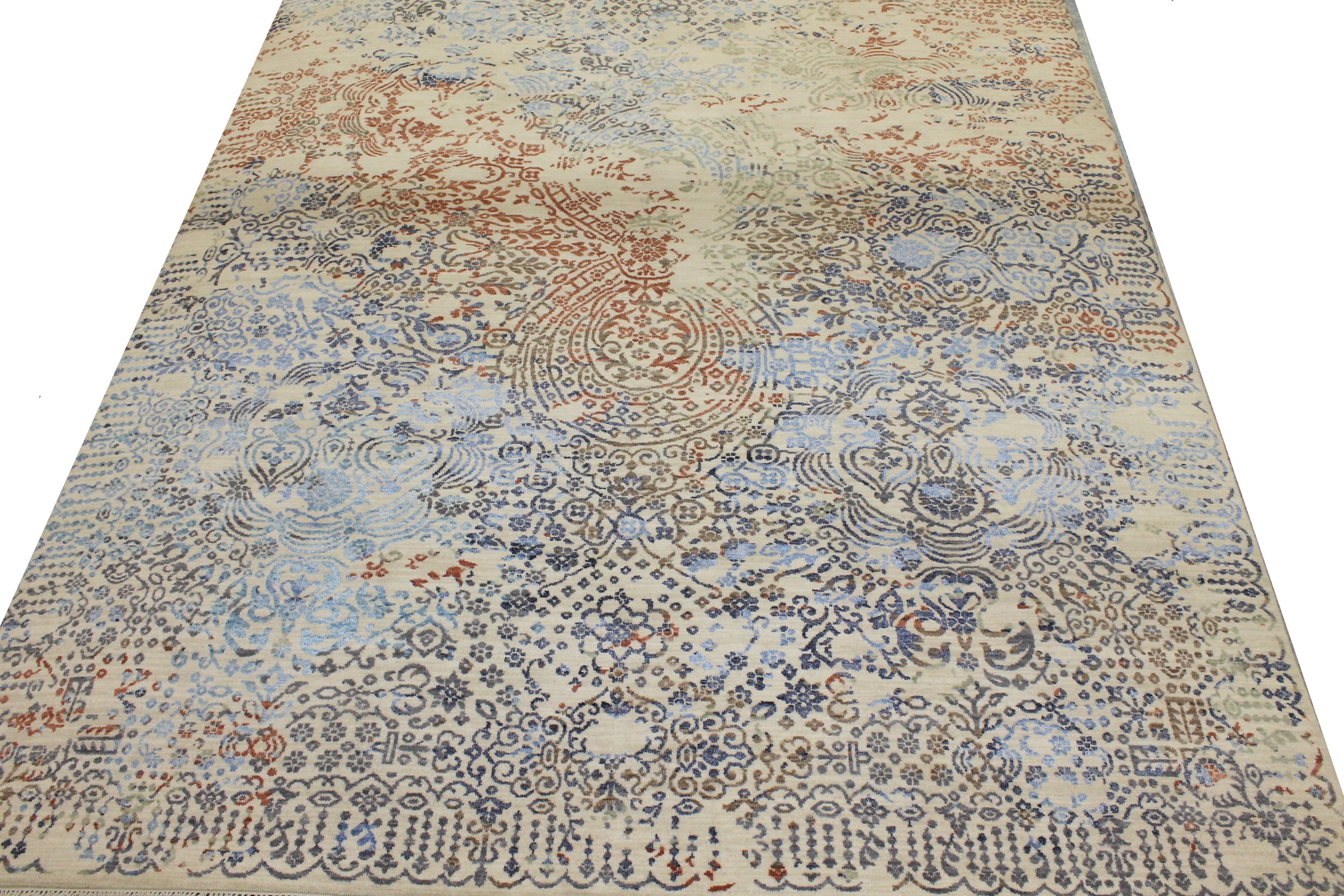 Contemporary & Transitional Rugs Jankat 022848 Ivory - Beige & Multi Hand Knotted Rug