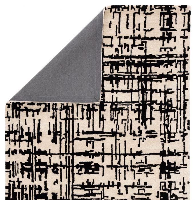 Contemporary & Transitional Rugs Clayton  CLN15 - Pals (S) Ivory - Beige & Black - Charcoal Hand Tufted Rug