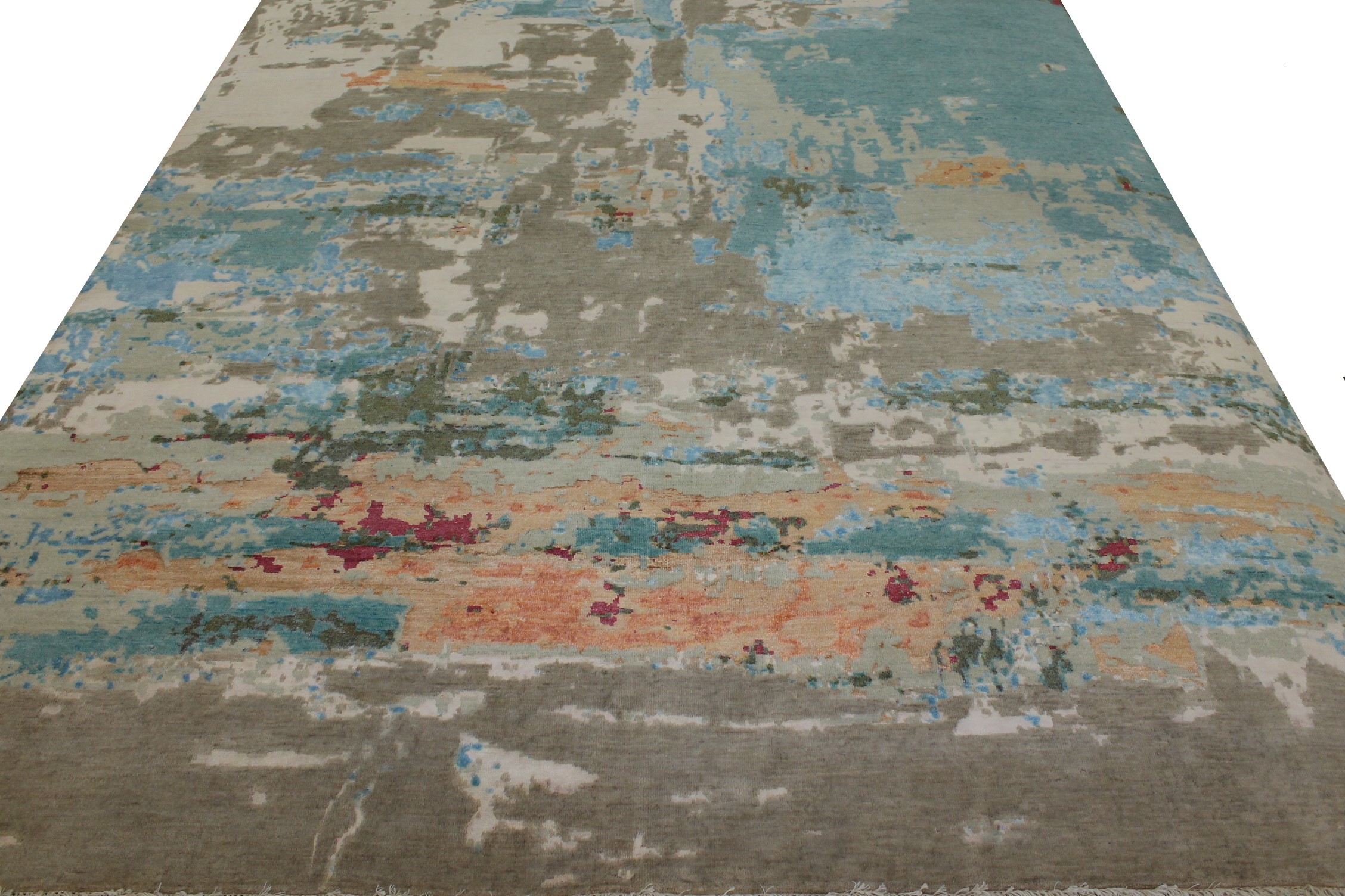 Contemporary & Transitional Rugs Jankat 023394 Lt. Blue - Blue & Ivory - Beige Hand Knotted Rug