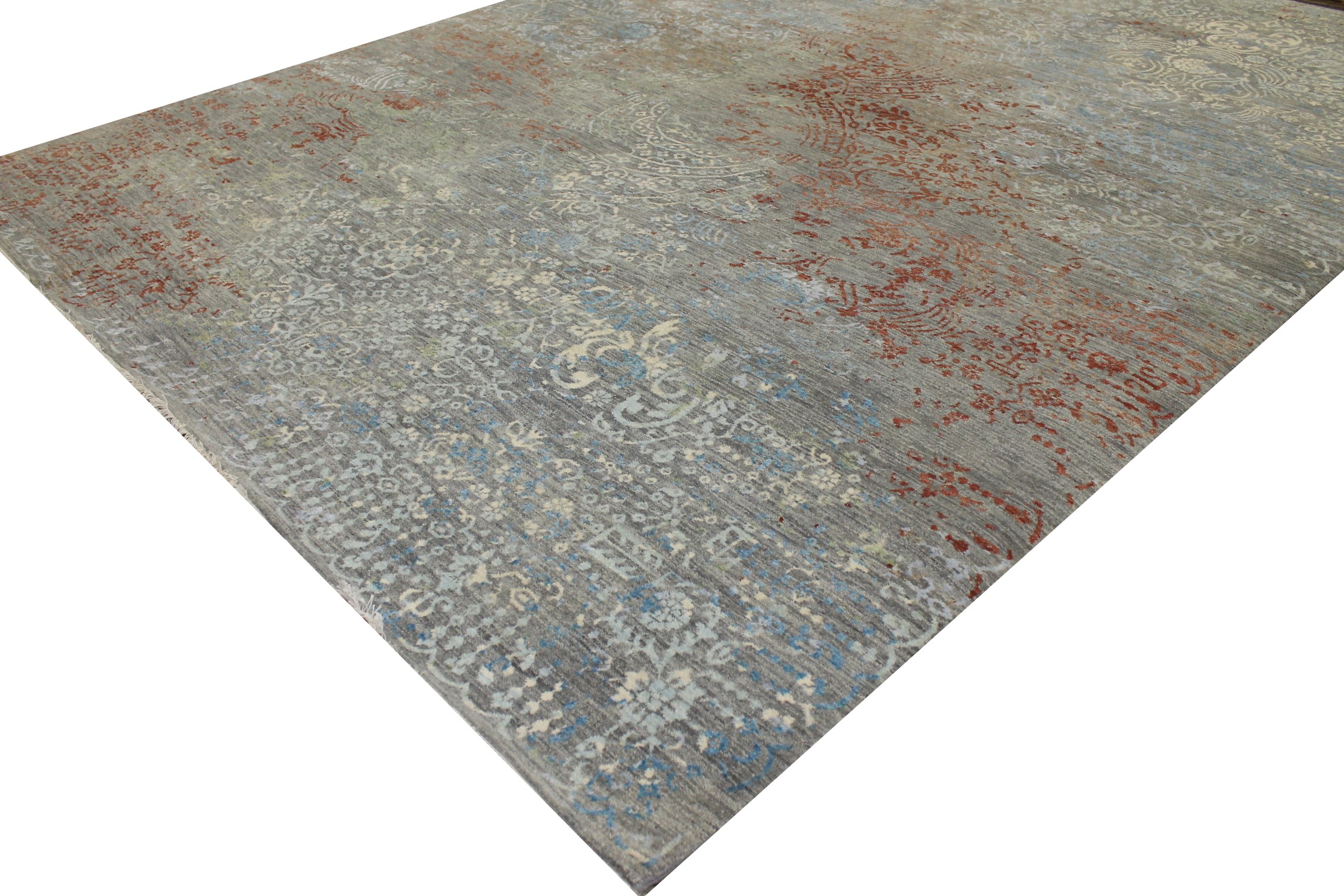 Contemporary & Transitional Rugs Jankat 023409 Lt. Grey - Grey & Multi Hand Knotted Rug