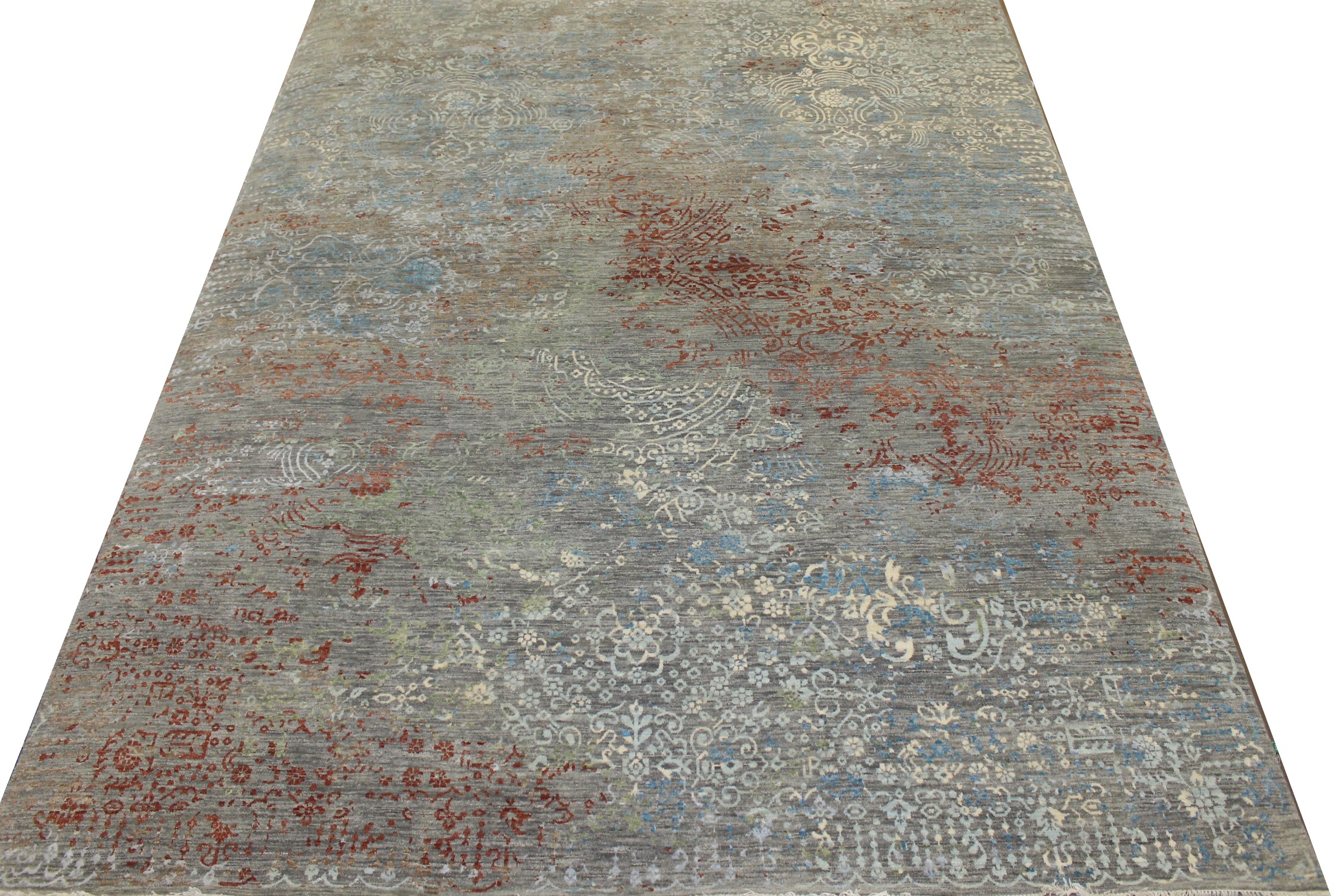 Contemporary & Transitional Rugs Jankat 023409 Lt. Grey - Grey & Multi Hand Knotted Rug