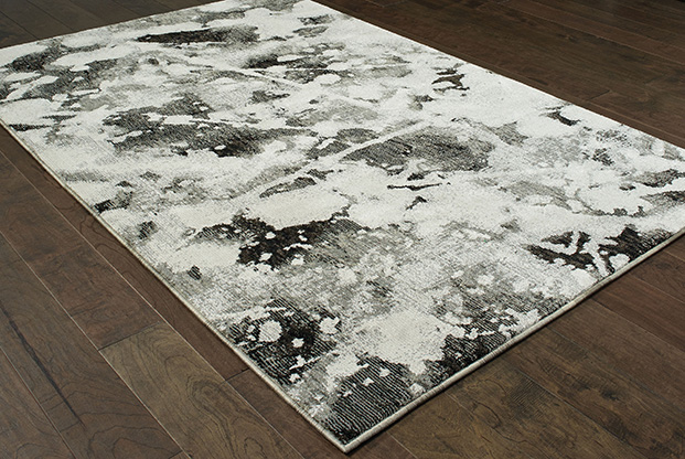 Contemporary & Transitional Rugs Evolution 8035B Black - Charcoal & Ivory - Beige Machine Made Rug
