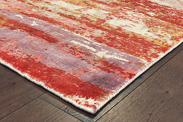 Contemporary & Transitional Rugs Formations 70004 Red - Burgundy & Ivory - Beige Hand Crafted Rug
