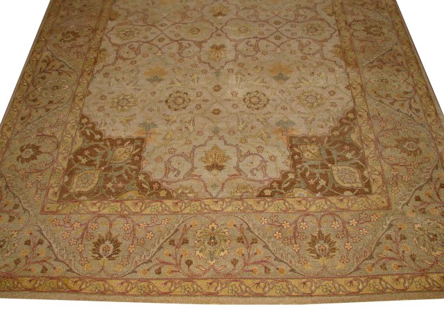 Clearance & Discount Rugs Prithvi-416 03359 Lt. Grey - Grey & Aqua - Lt. Green Hand Knotted Rug