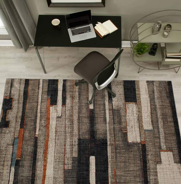 Contemporary & Transitional Rugs Elements Compose Lt. Brown - Chocolate & Multi Machine Made Rug
