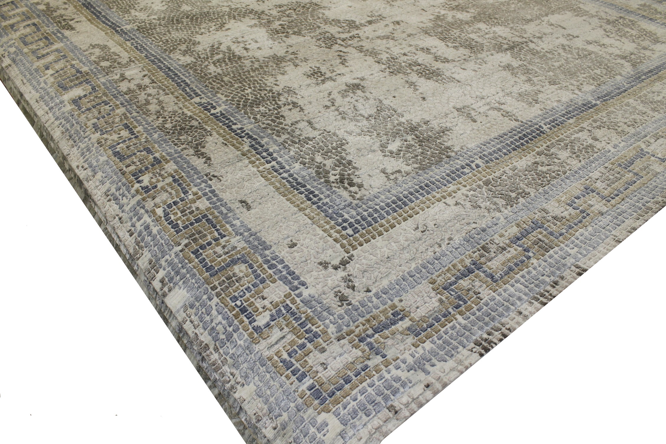 Contemporary & Transitional Rugs Mosaic 022667 Lt. Grey - Grey Hand Knotted Rug