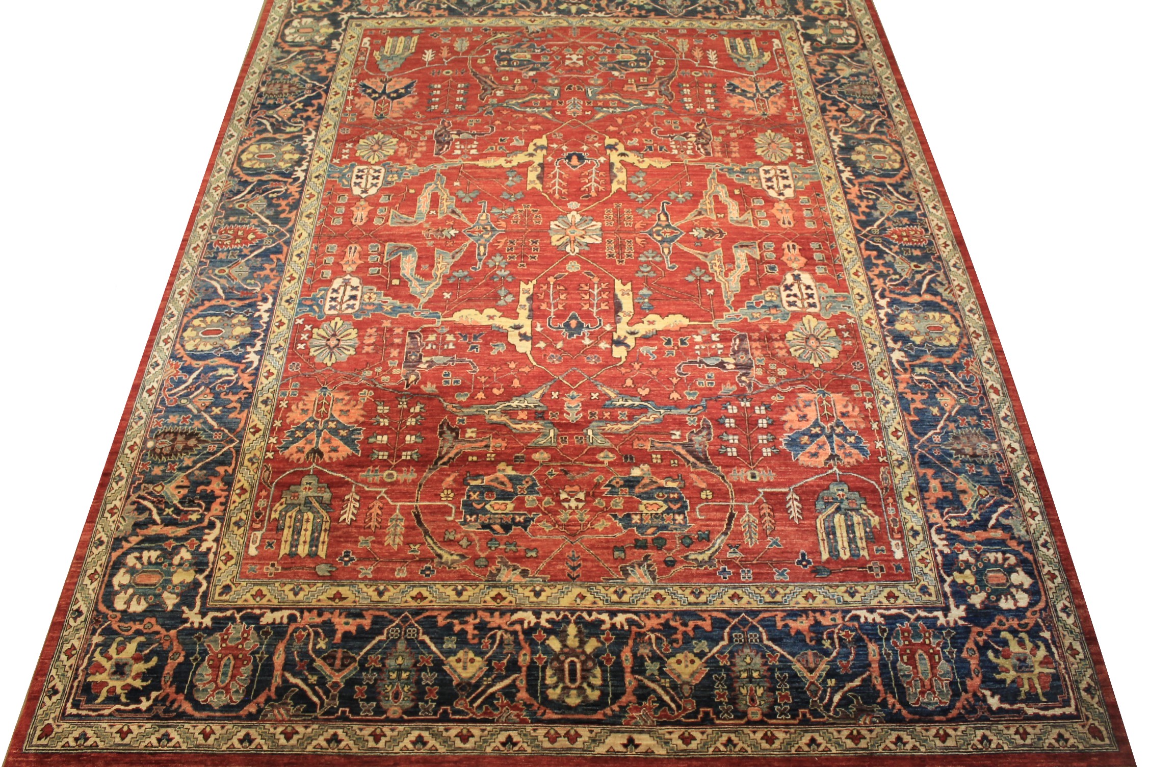 Traditional & Oriental Rugs Aryana 024566 Red - Burgundy & Medium Blue - Navy Hand Knotted Rug