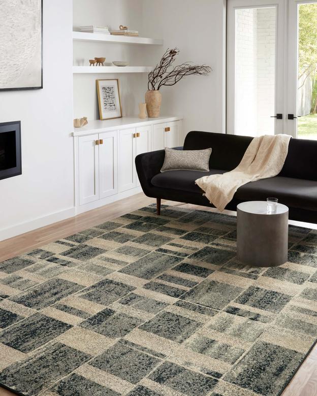 Contemporary & Transitional Rugs Bowery BOW-03 Storm Ivory - Beige & Black - Charcoal Machine Made Rug