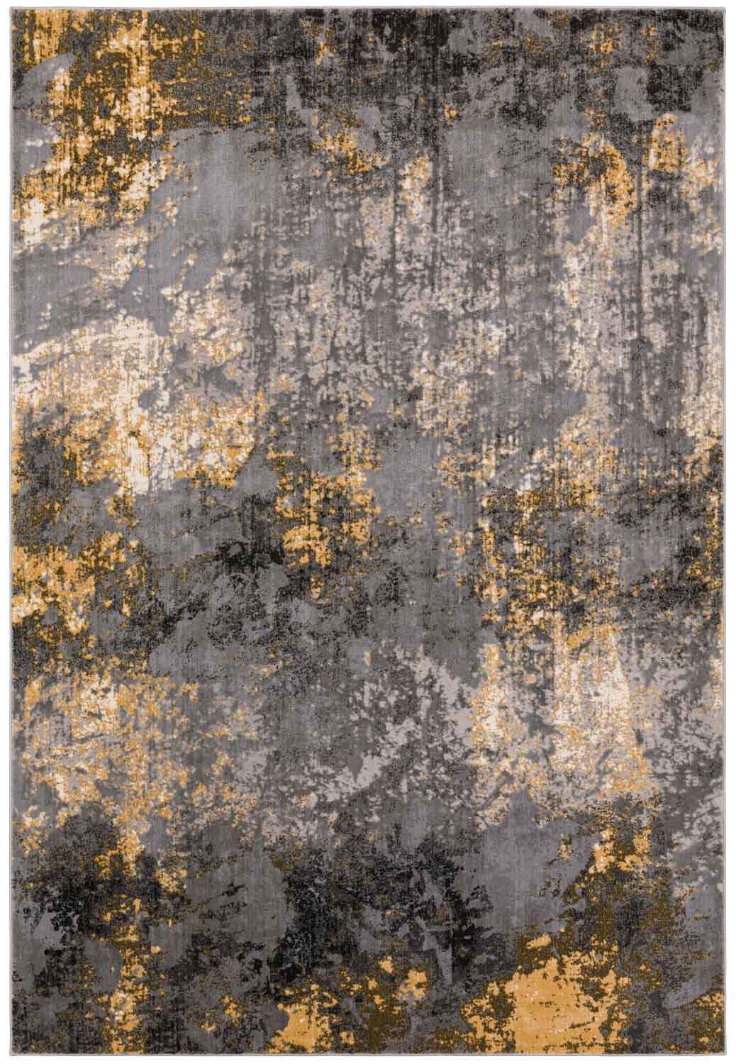 Contemporary & Transitional Rugs Cascina Collection CC9 Fossil Black - Charcoal & Lt. Gold - Gold Machine Made Rug