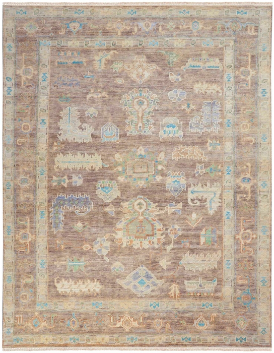 Oushak Rugs Odessa ODS01 Ivory/Mocha Ivory - Beige & Lt. Brown - Chocolate Hand Crafted Rug