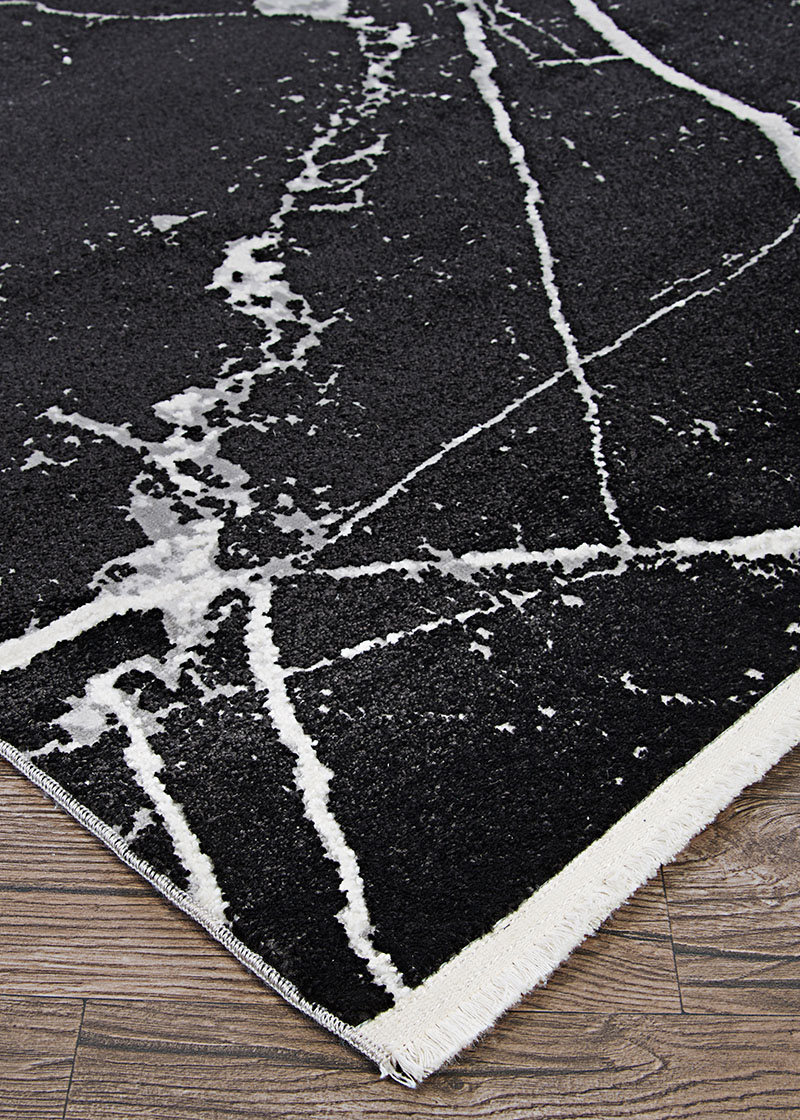 Contemporary & Transitional Rugs Marblehead Calcutta Onyx 8422/0877 Black - Charcoal & Ivory - Beige Machine Made Rug