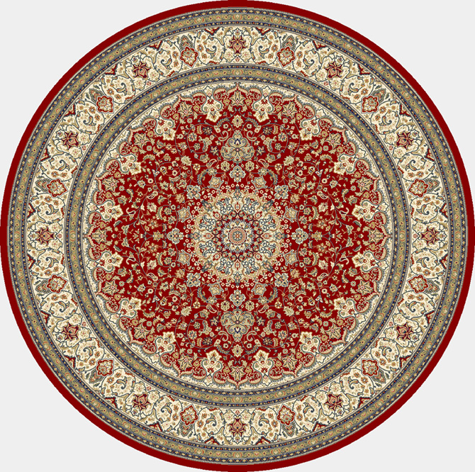 Round, Octagon & Square Rugs Ancient Garden 57119-1414 Round and Oval Red - Burgundy & Ivory - Beige Machine Made Rug