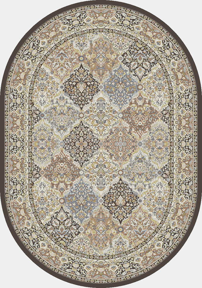 Round, Octagon & Square Rugs Ancient Garden 57008-3235 Round and Oval Multi & Black - Charcoal Machine Made Rug