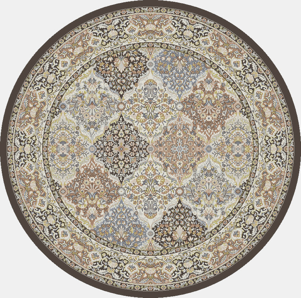 Round, Octagon & Square Rugs Ancient Garden 57008-3235 Round and Oval Multi & Black - Charcoal Machine Made Rug