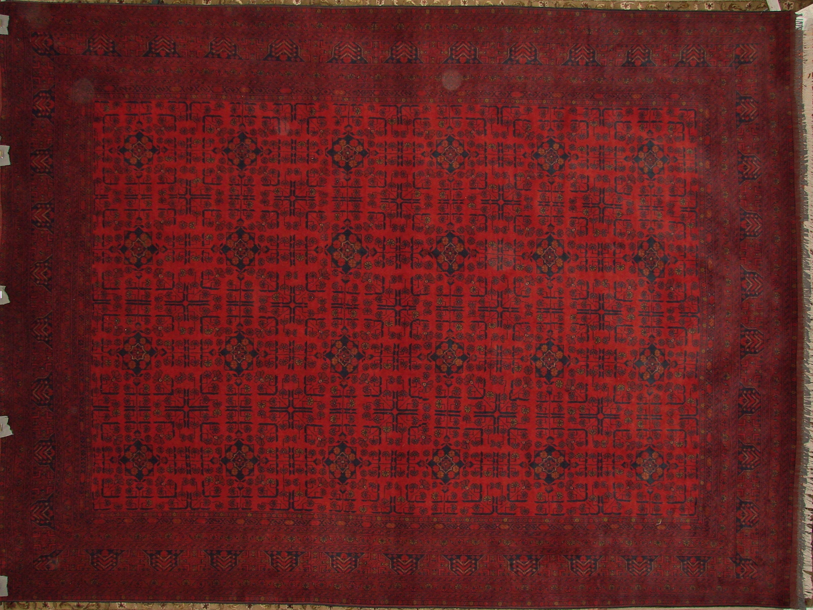 Antique Style Rugs Khan Mohamedi 14878 Red - Burgundy & Medium Blue - Navy Hand Knotted Rug