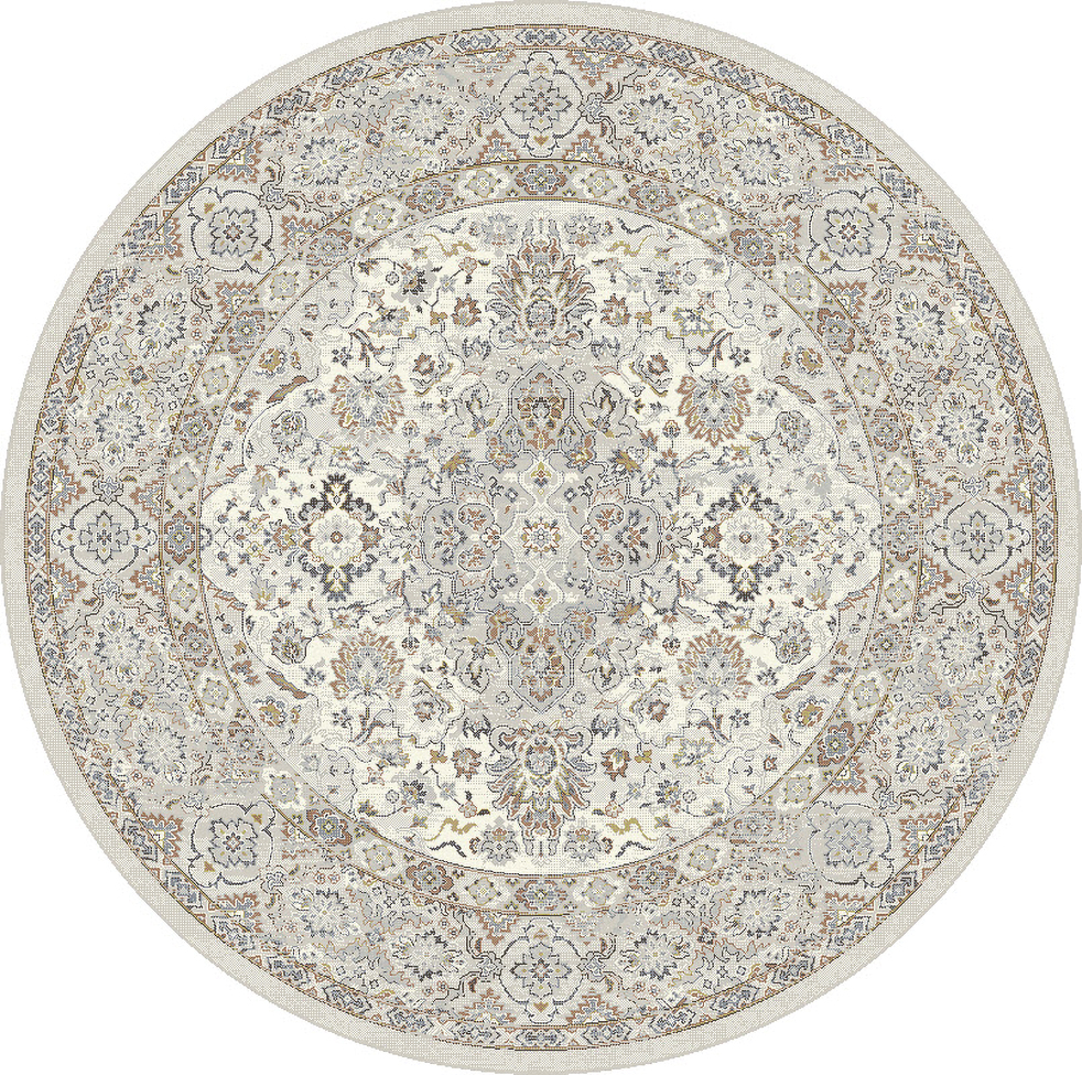 Round, Octagon & Square Rugs Ancient Garden 57275-6295 Round and Oval Ivory - Beige & Lt. Grey - Grey Machine Made Rug