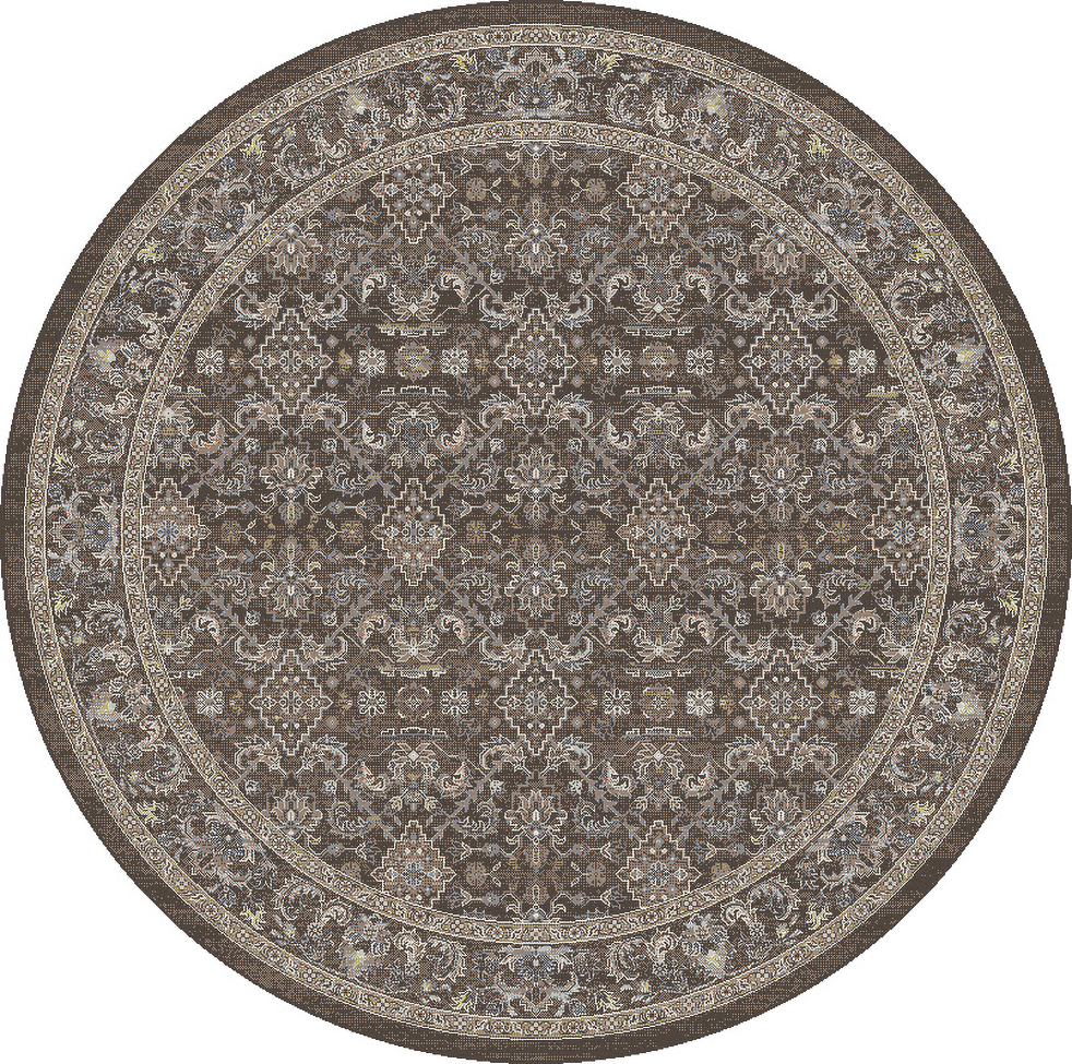 Round, Octagon & Square Rugs Ancient Garden 57276-3235 Round and Oval Lt. Brown - Chocolate & Black - Charcoal Machine Made Rug