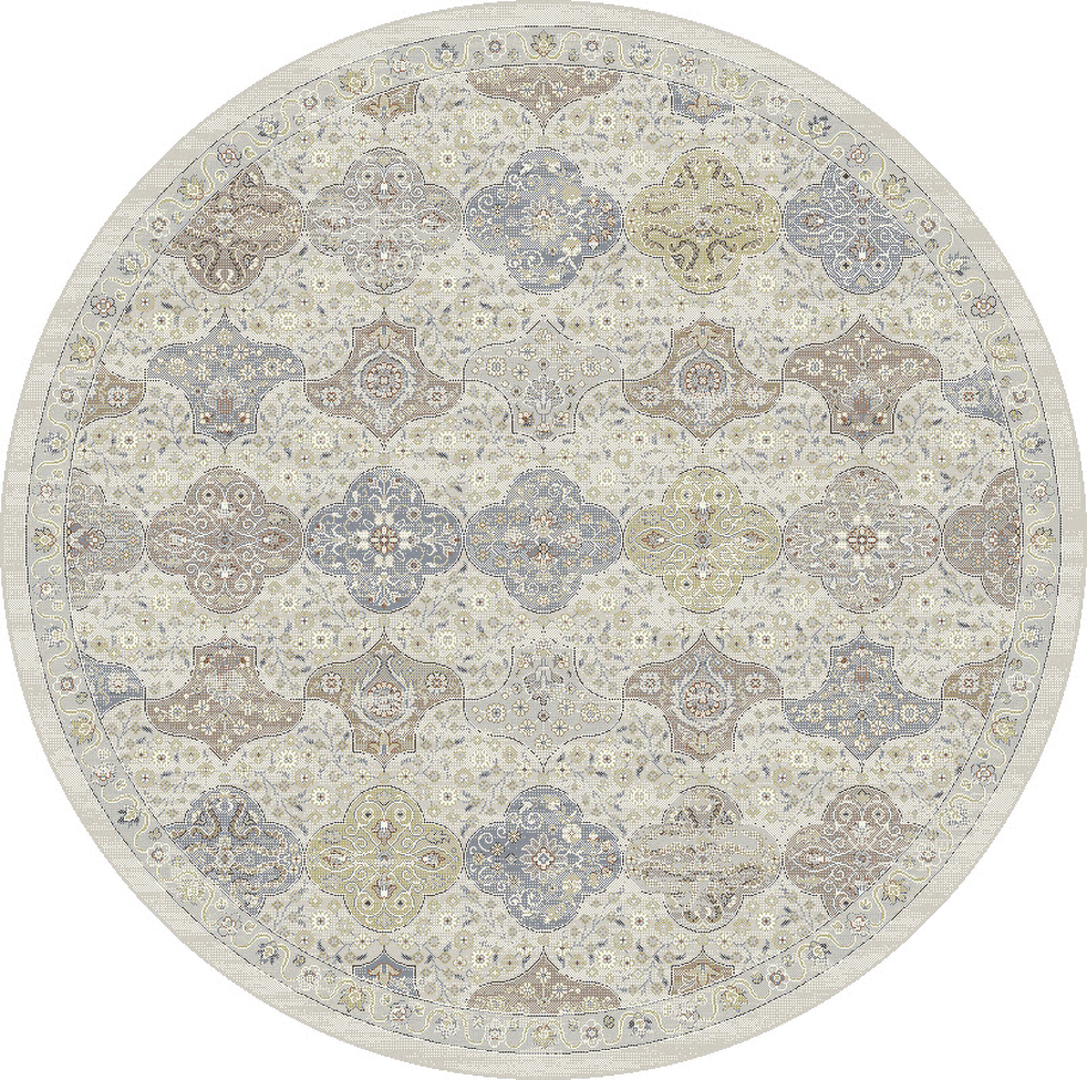 Round, Octagon & Square Rugs Ancient Garden 57279-9295 Round and Oval Lt. Grey - Grey & Multi Machine Made Rug