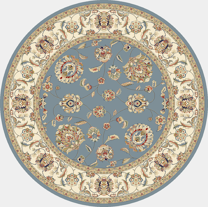 Round, Octagon & Square Rugs Ancient Garden 57365-5464 Round and Oval Lt. Blue - Blue & Ivory - Beige Machine Made Rug