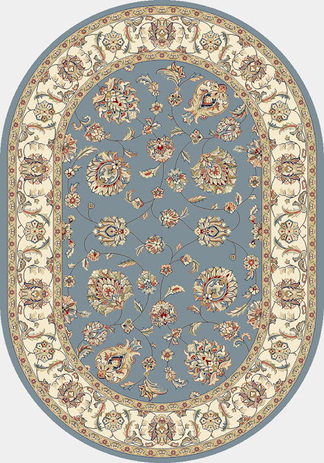 Round, Octagon & Square Rugs Ancient Garden 57365-5464 Round and Oval Lt. Blue - Blue & Ivory - Beige Machine Made Rug