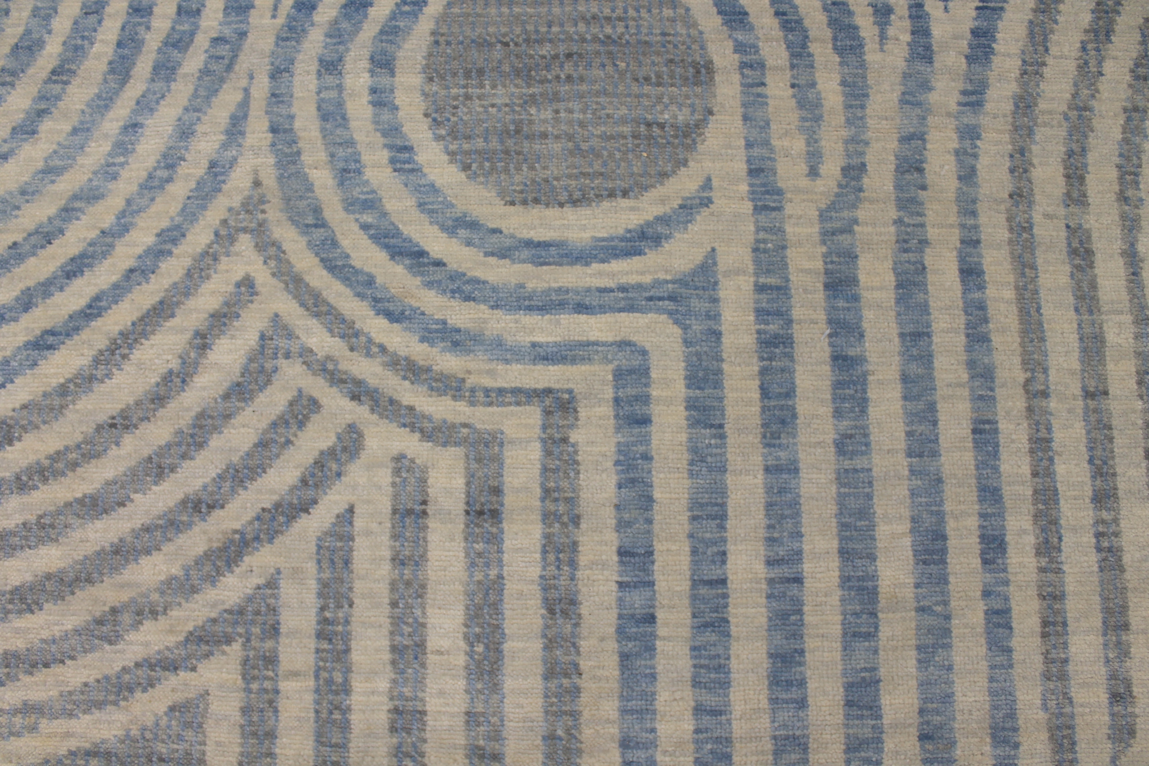 Contemporary & Transitional Rugs EDGE 027552 Medium Blue - Navy & Lt. Grey - Grey Hand Knotted Rug