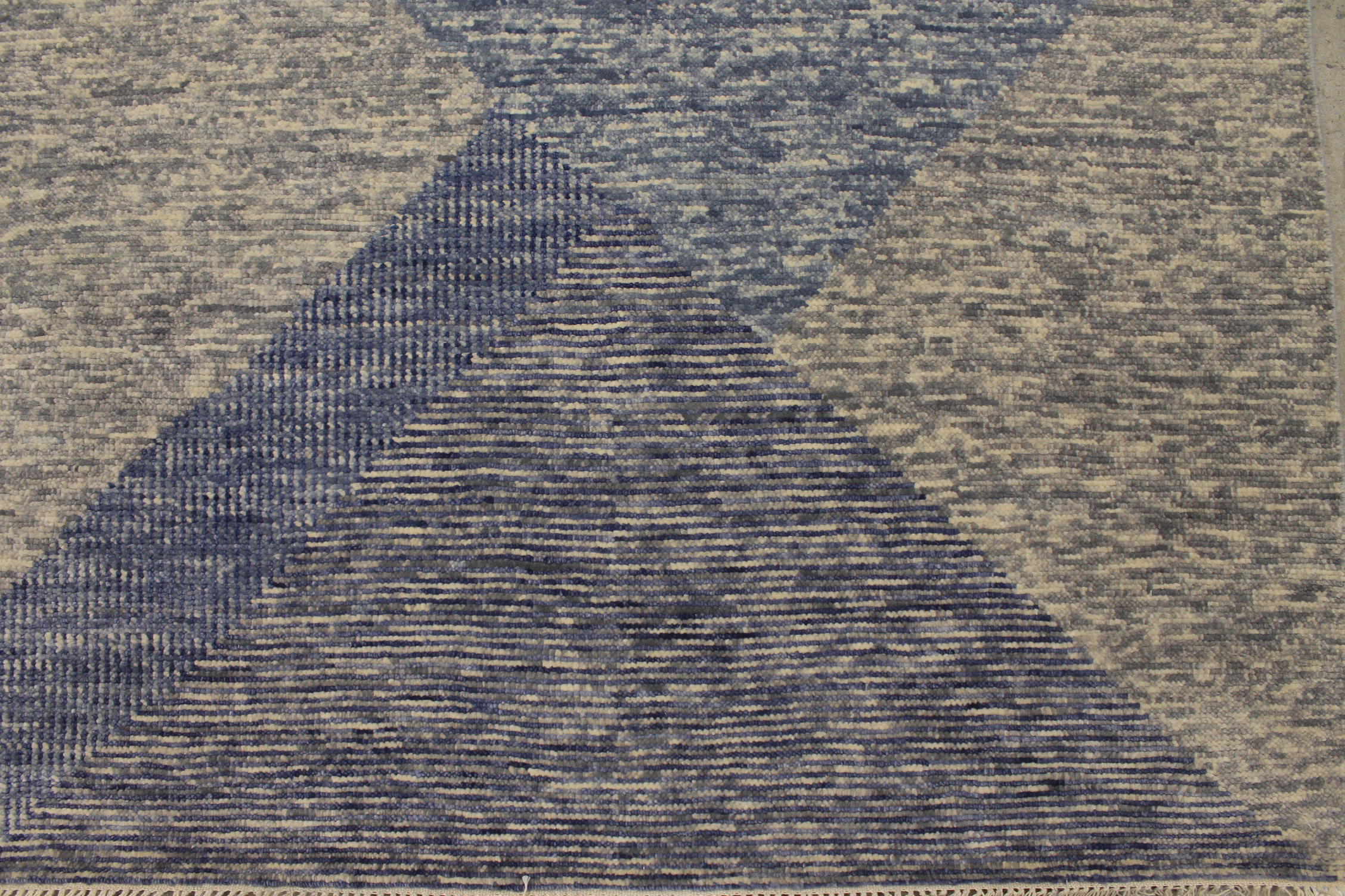 Contemporary & Transitional Rugs EDGE 027545 Medium Blue - Navy & Lt. Grey - Grey Hand Knotted Rug