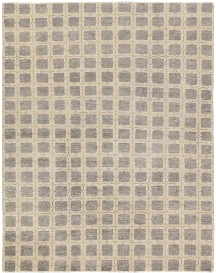 Casual & Solid Rugs CERA CRA03 Ivory - Beige & Lt. Grey - Grey Hand Knotted Rug