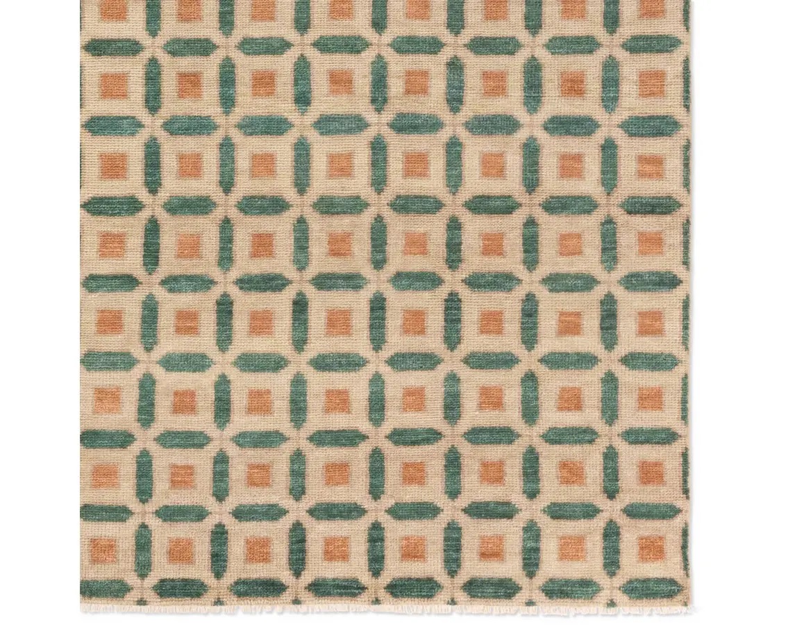 Casual & Solid Rugs CERA CRA02 Ivory - Beige & Green Hand Knotted Rug