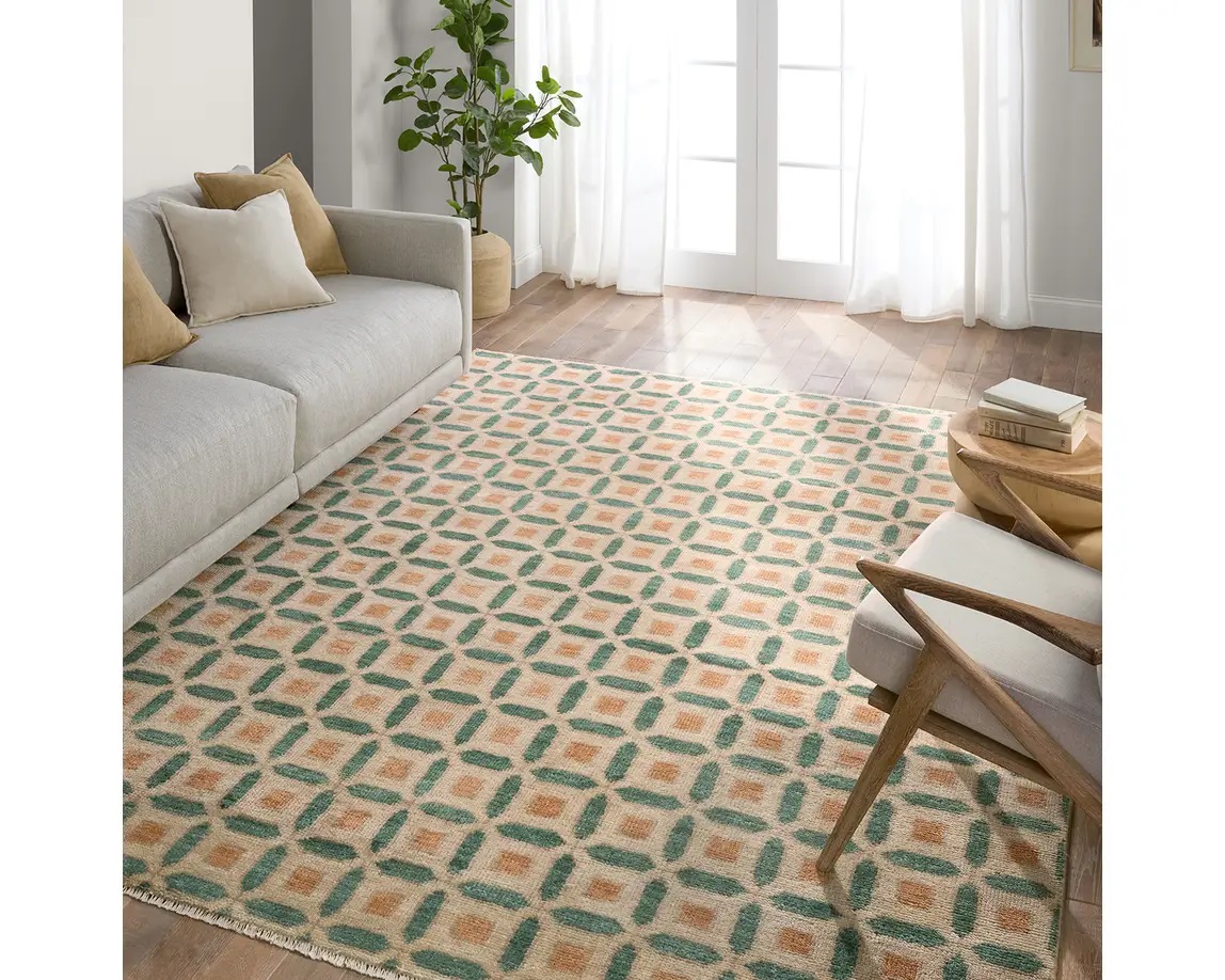 Casual & Solid Rugs CERA CRA02 Ivory - Beige & Green Hand Knotted Rug