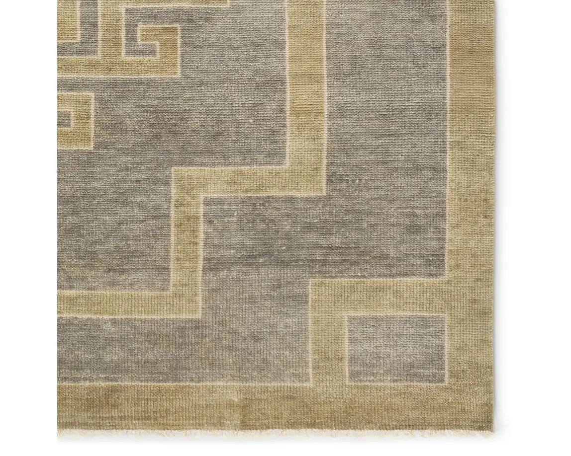 Casual & Solid Rugs Cyprus CYP06 Lt. Grey - Grey & Green Hand Knotted Rug
