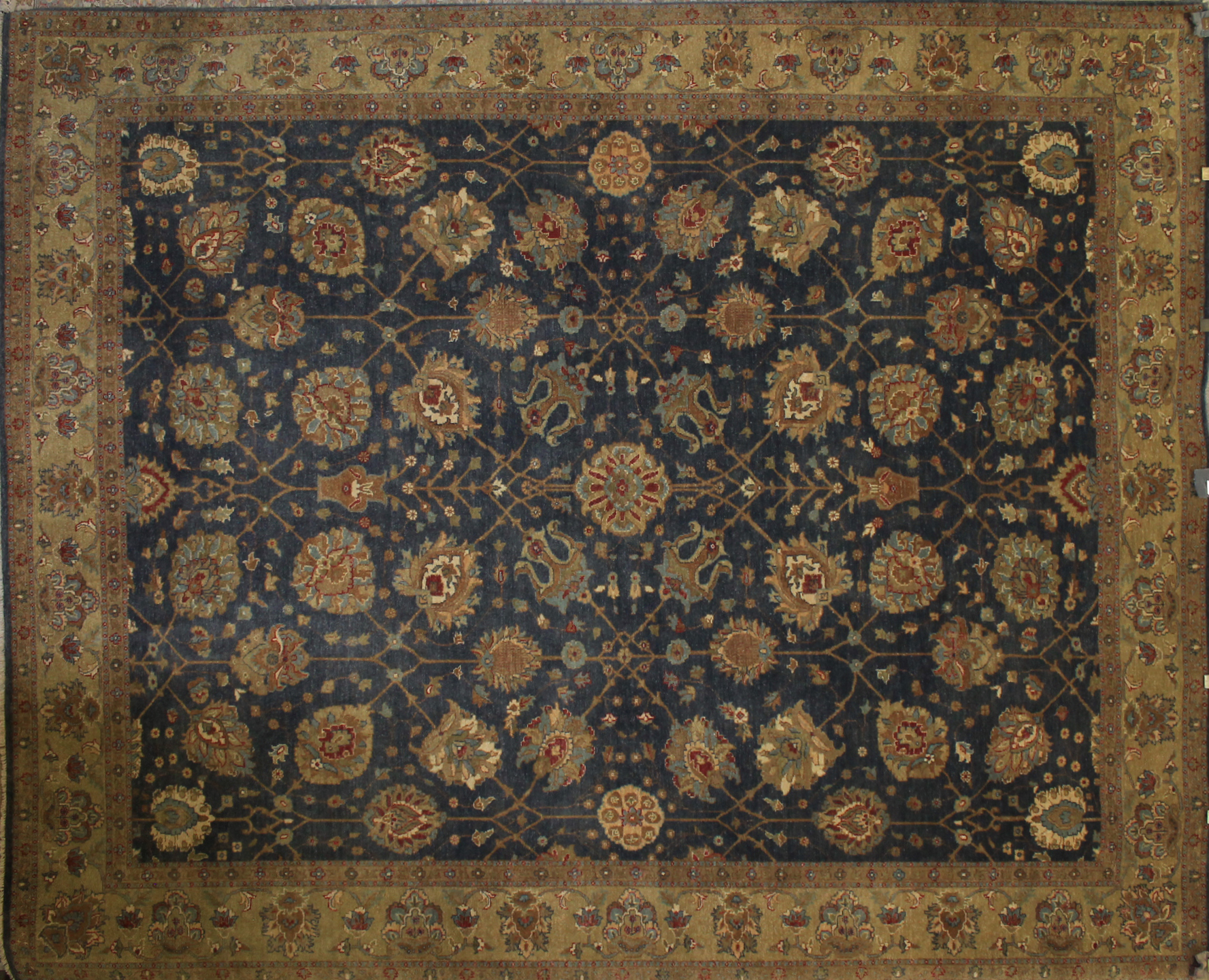 Clearance & Discount Rugs Traditional Hand Knotted Wool Rug 6191 Lt. Blue - Blue & Lt. Gold - Gold Hand Knotted Rug